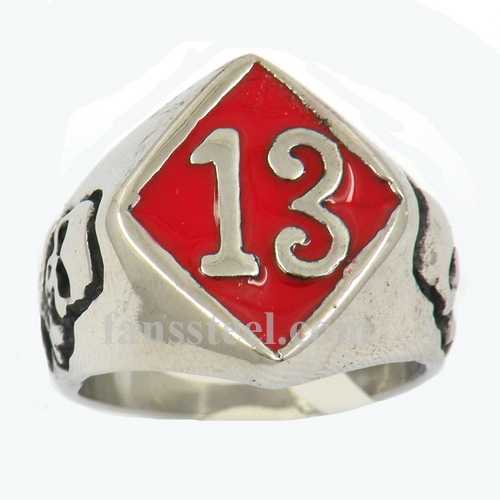 FSR10W24R  thirteen 13 with cross skull biker ring